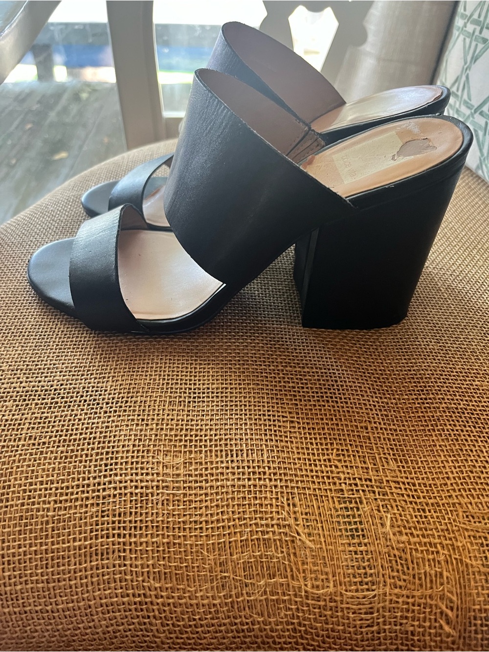 Dolce Vita. Black Block Heel Slide Sandals